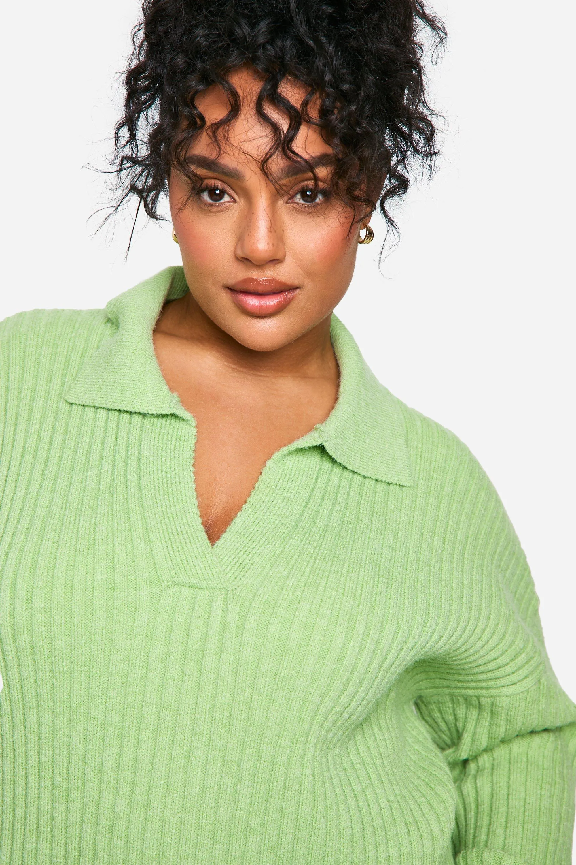 Soft Rib Knit Collared Jumper with Wide Fit | boohoo