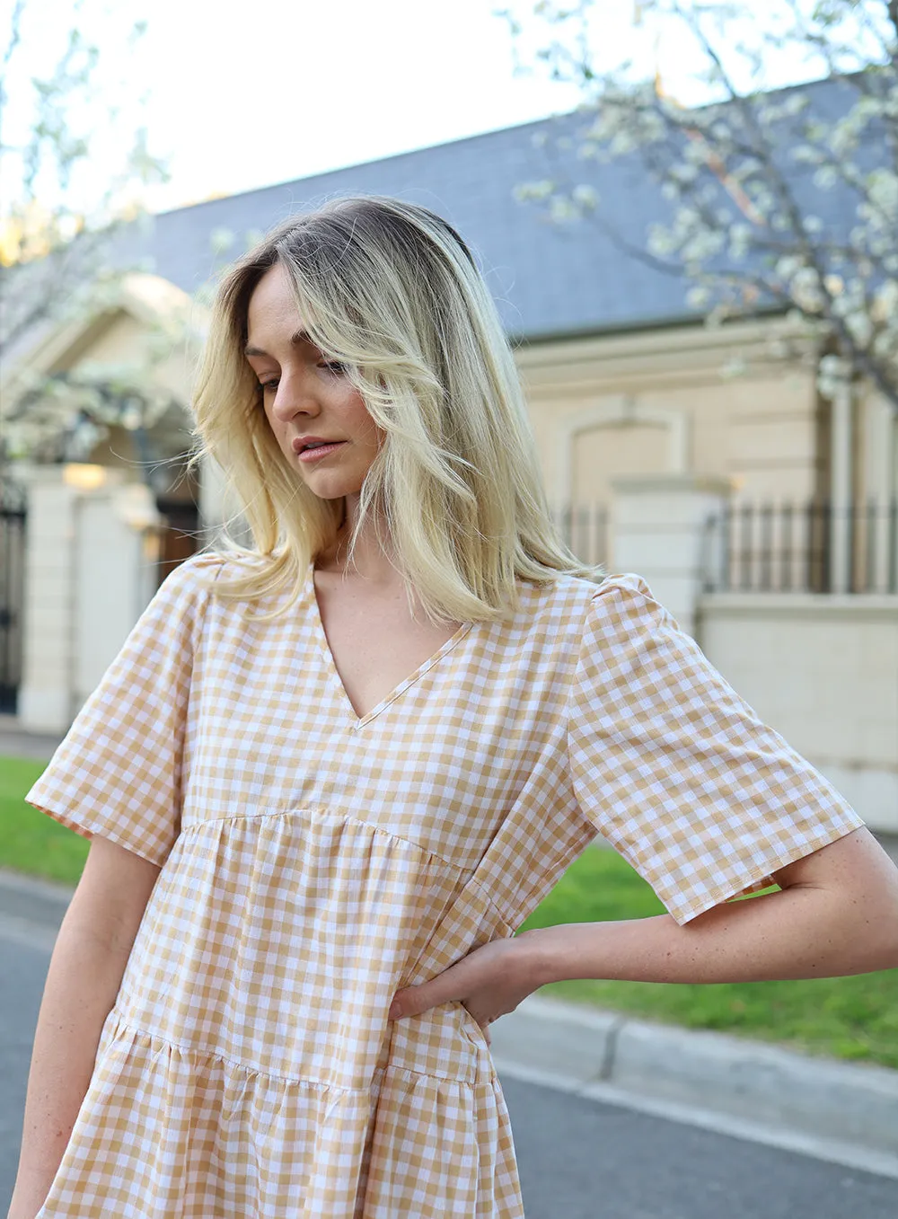 Sophia Dress in Latte Color