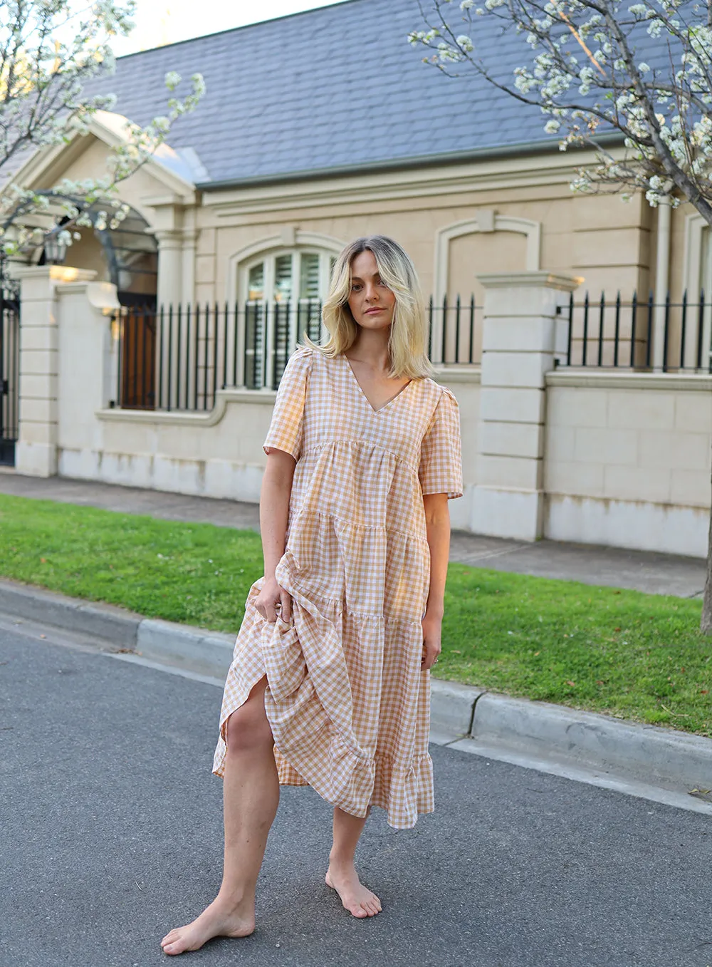 Sophia Dress in Latte Color