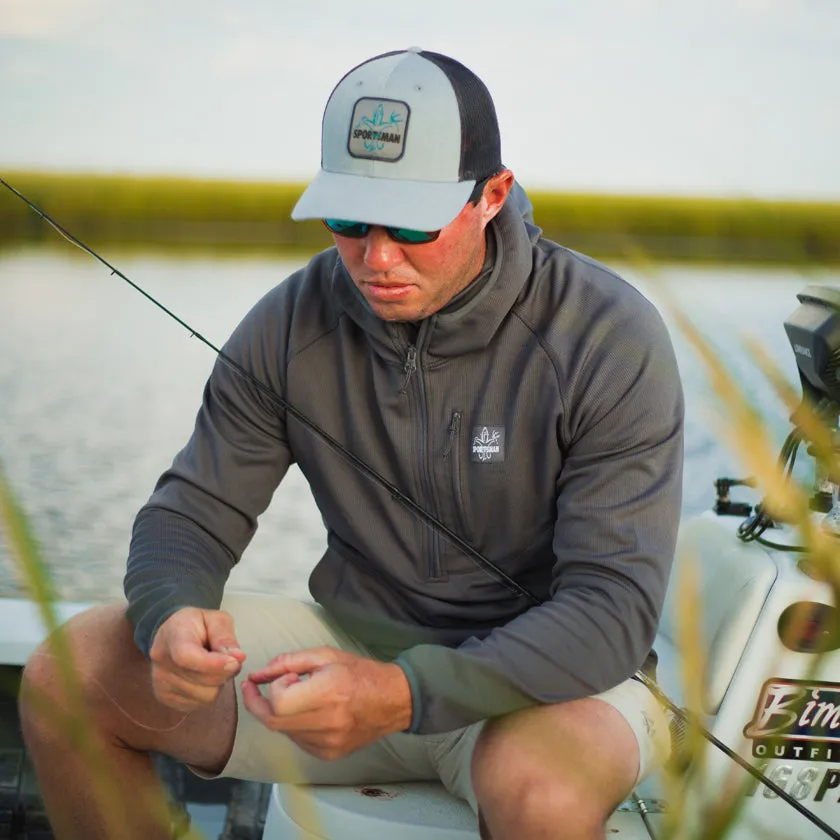 Patch Hat - Heather Grey / Charcoal blue logo