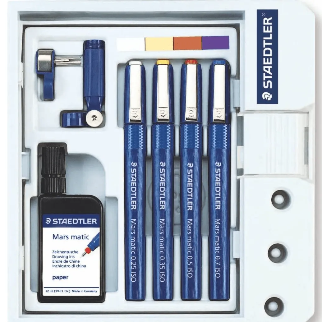 Staedtler Mars Matic 700 Technical Pen Set 0.25mm 0.35mm 0.5mm 0.7mm Drafting Lettering