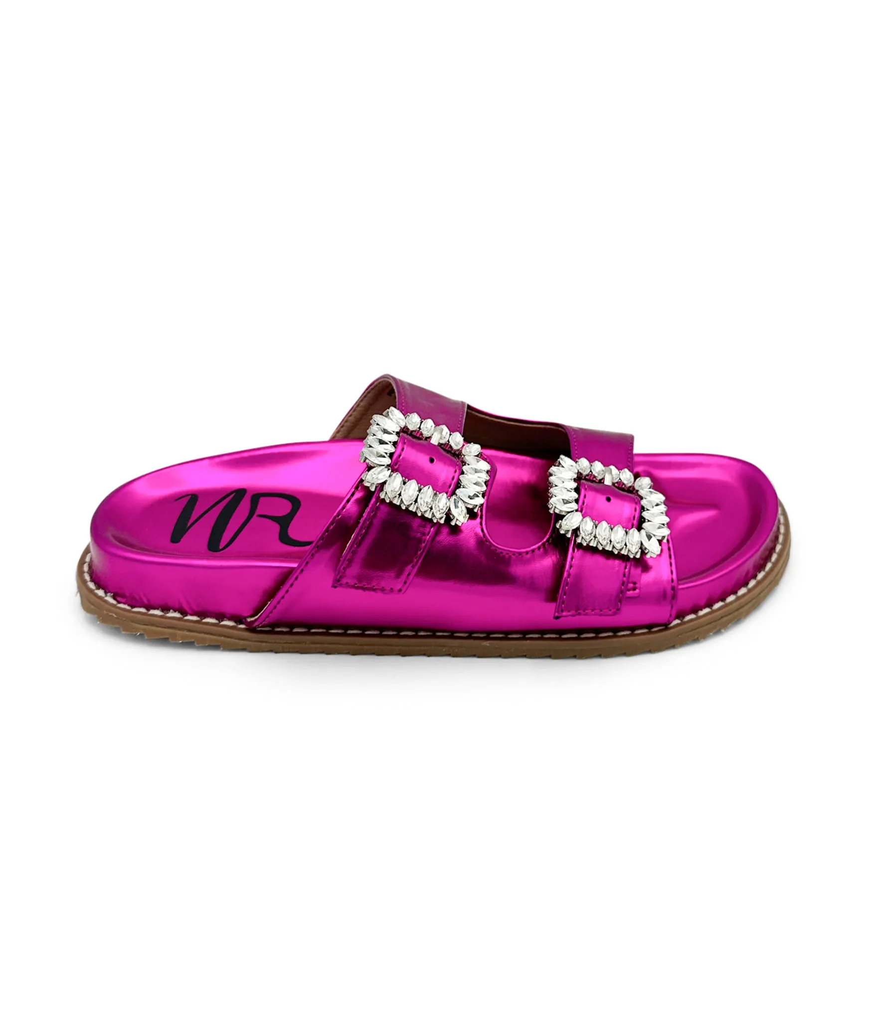 Stellar Rhinestone Buckle Slides in Fuschia