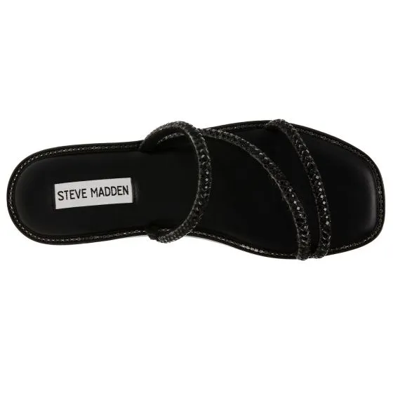 Steve Madden Transmit Black Crystal Sandals