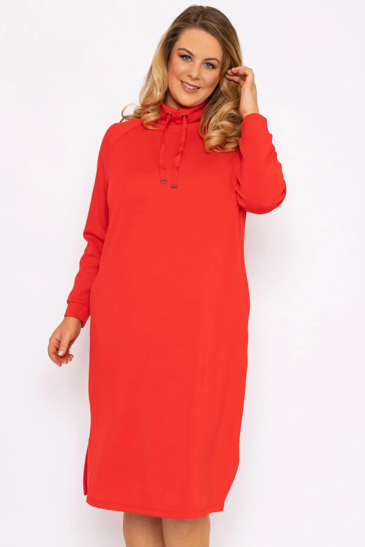 Straight Fit Sweatshirt Dress in Red