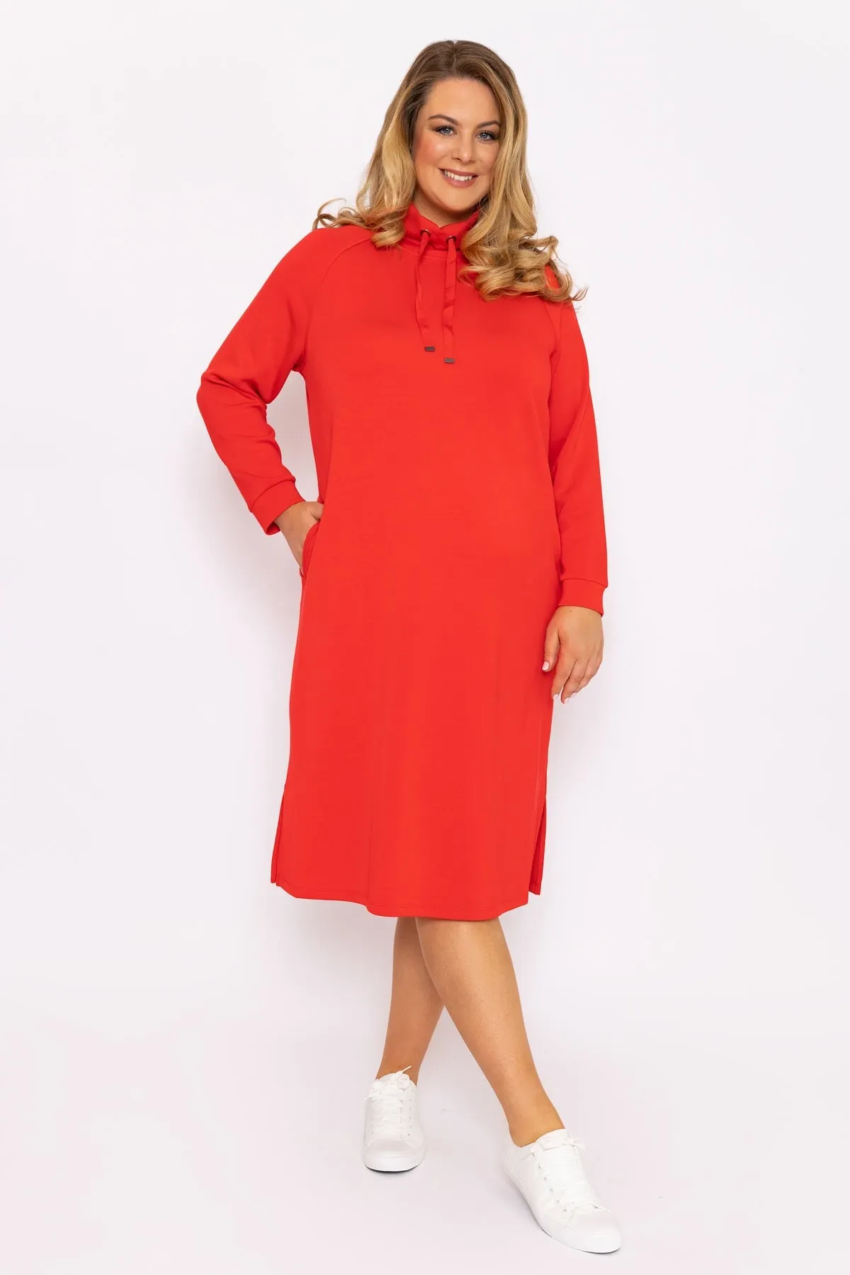 Straight Fit Sweatshirt Dress in Red