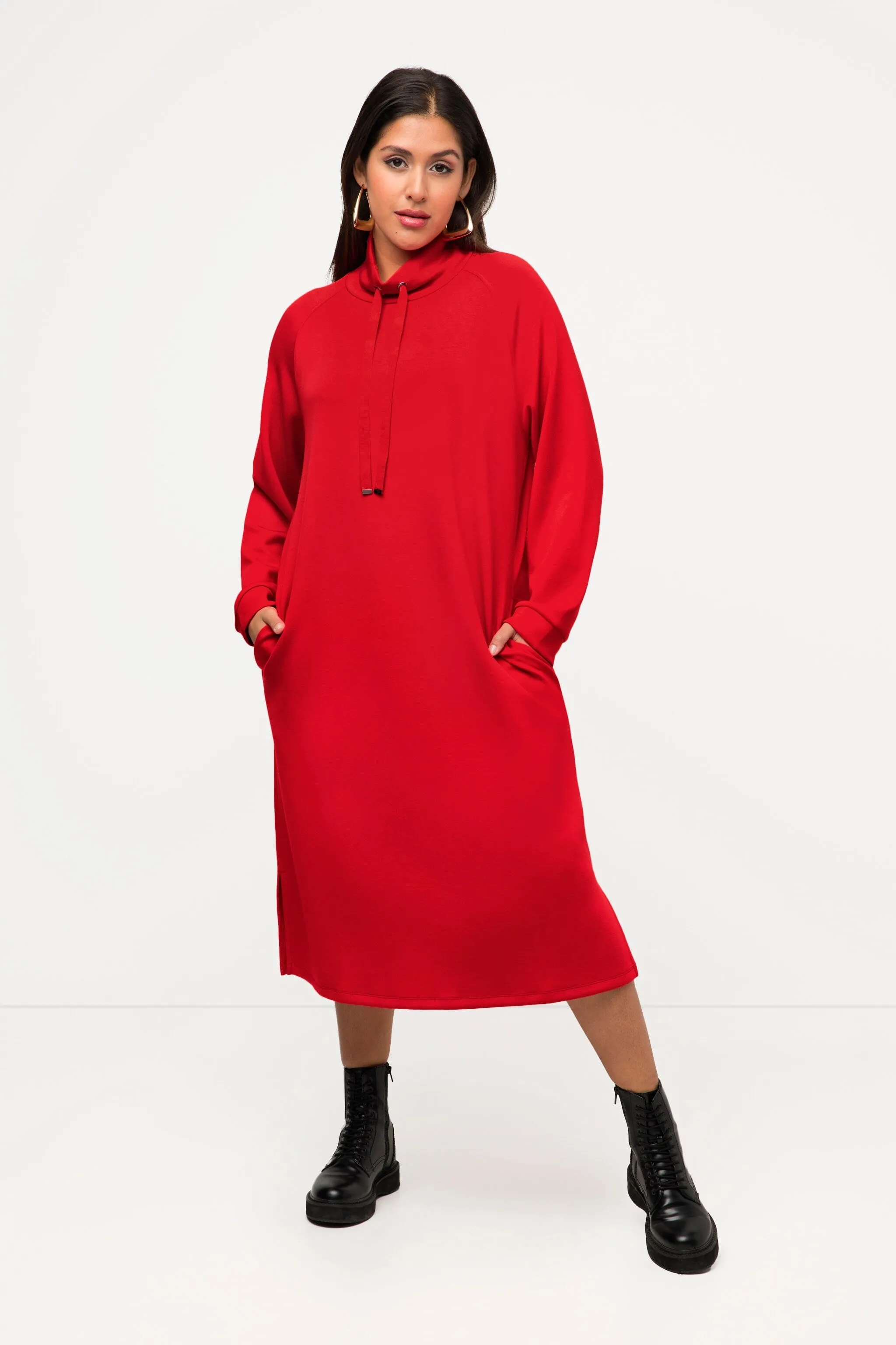 Straight Fit Sweatshirt Dress in Red