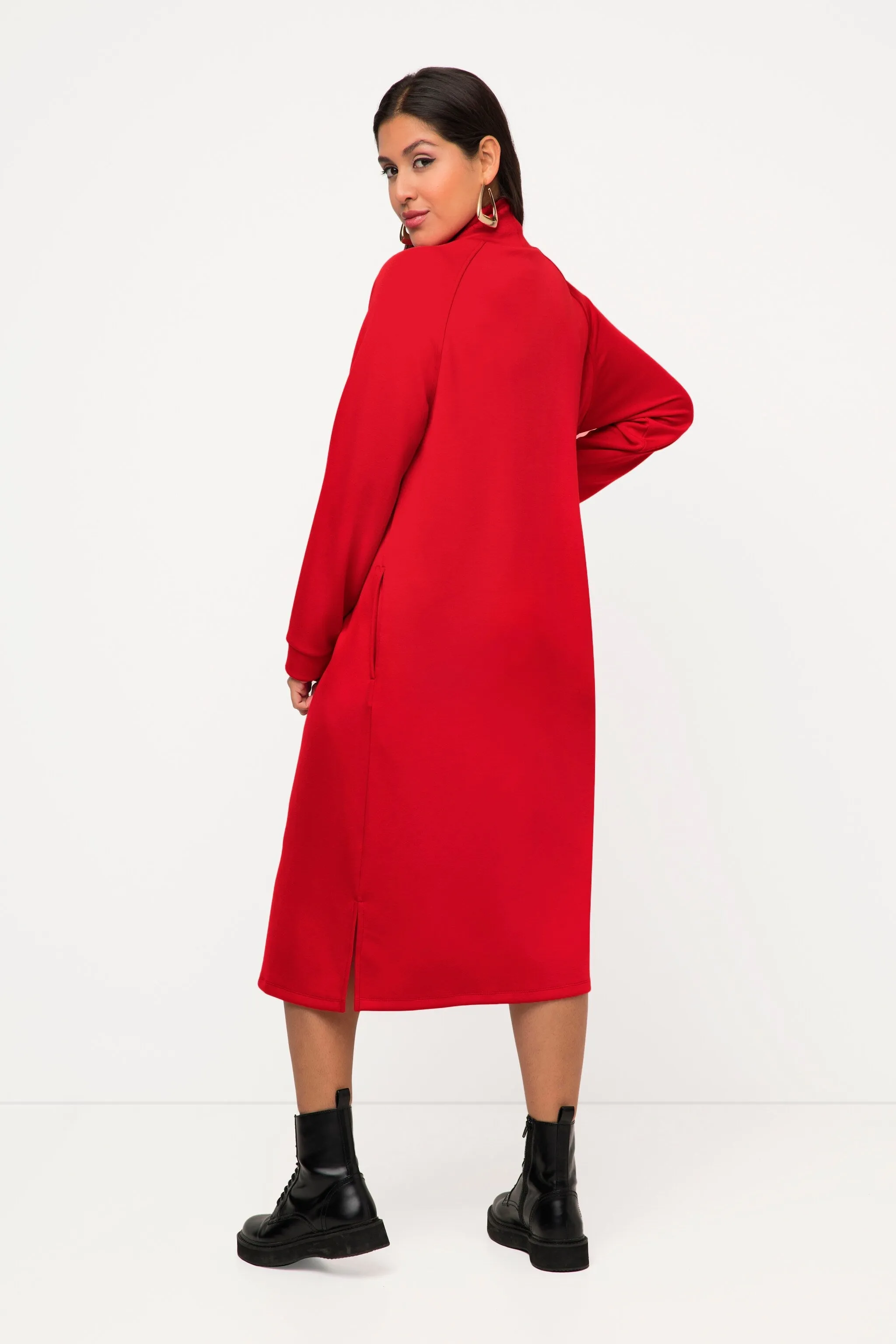 Straight Fit Sweatshirt Dress in Red