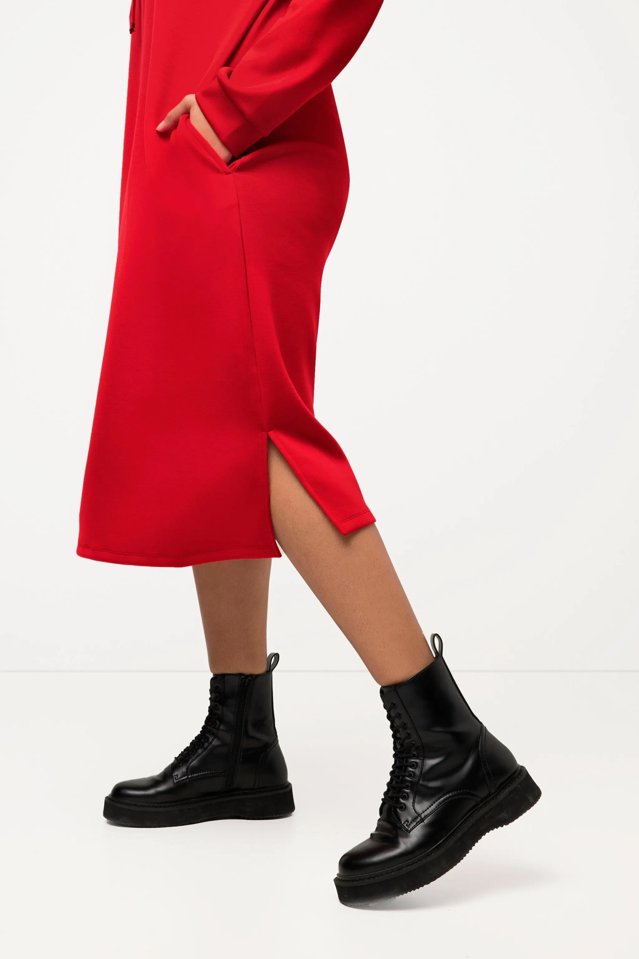 Straight Fit Sweatshirt Dress in Red