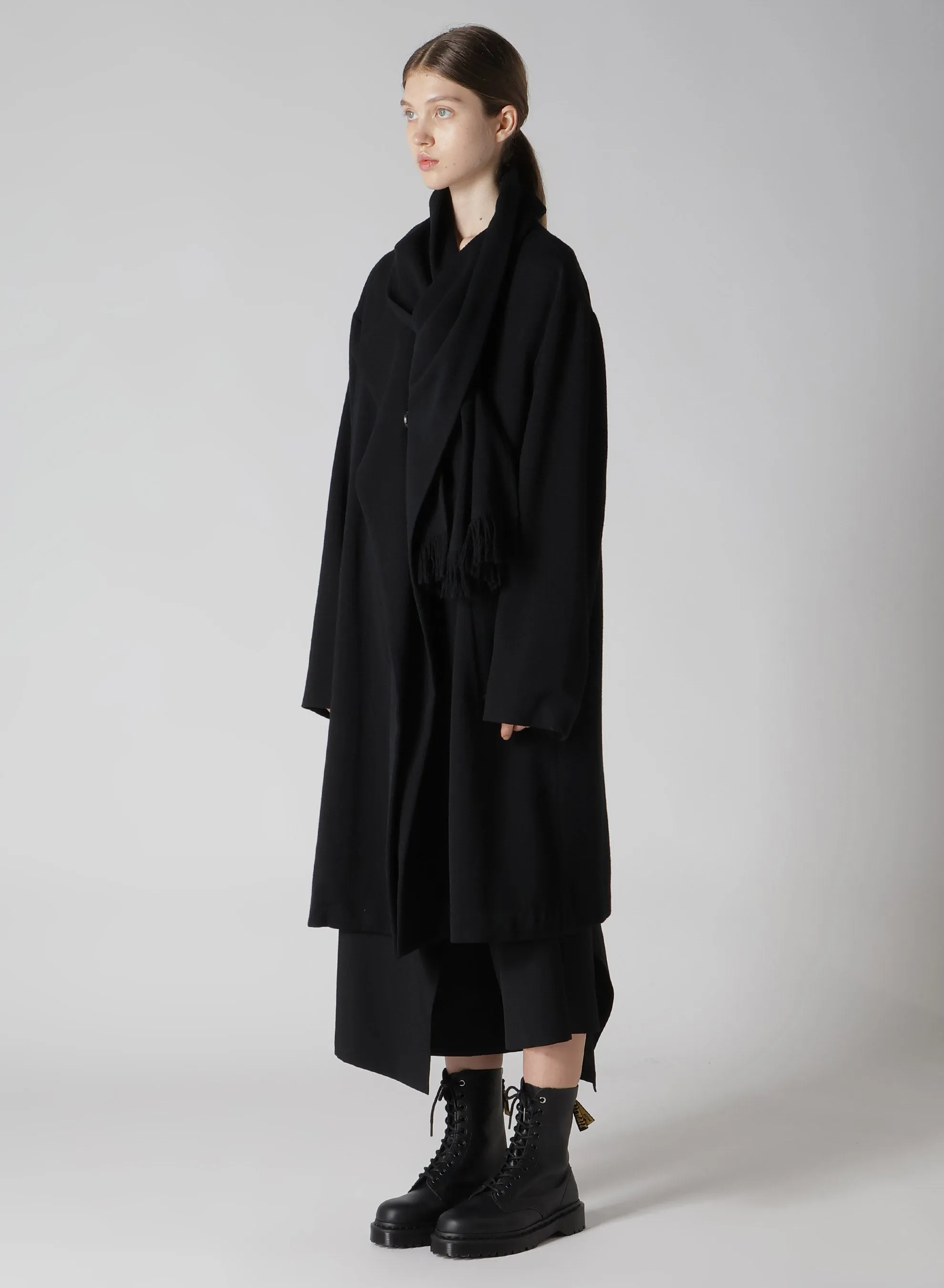 STRETCH FLANNEL SCARF COAT