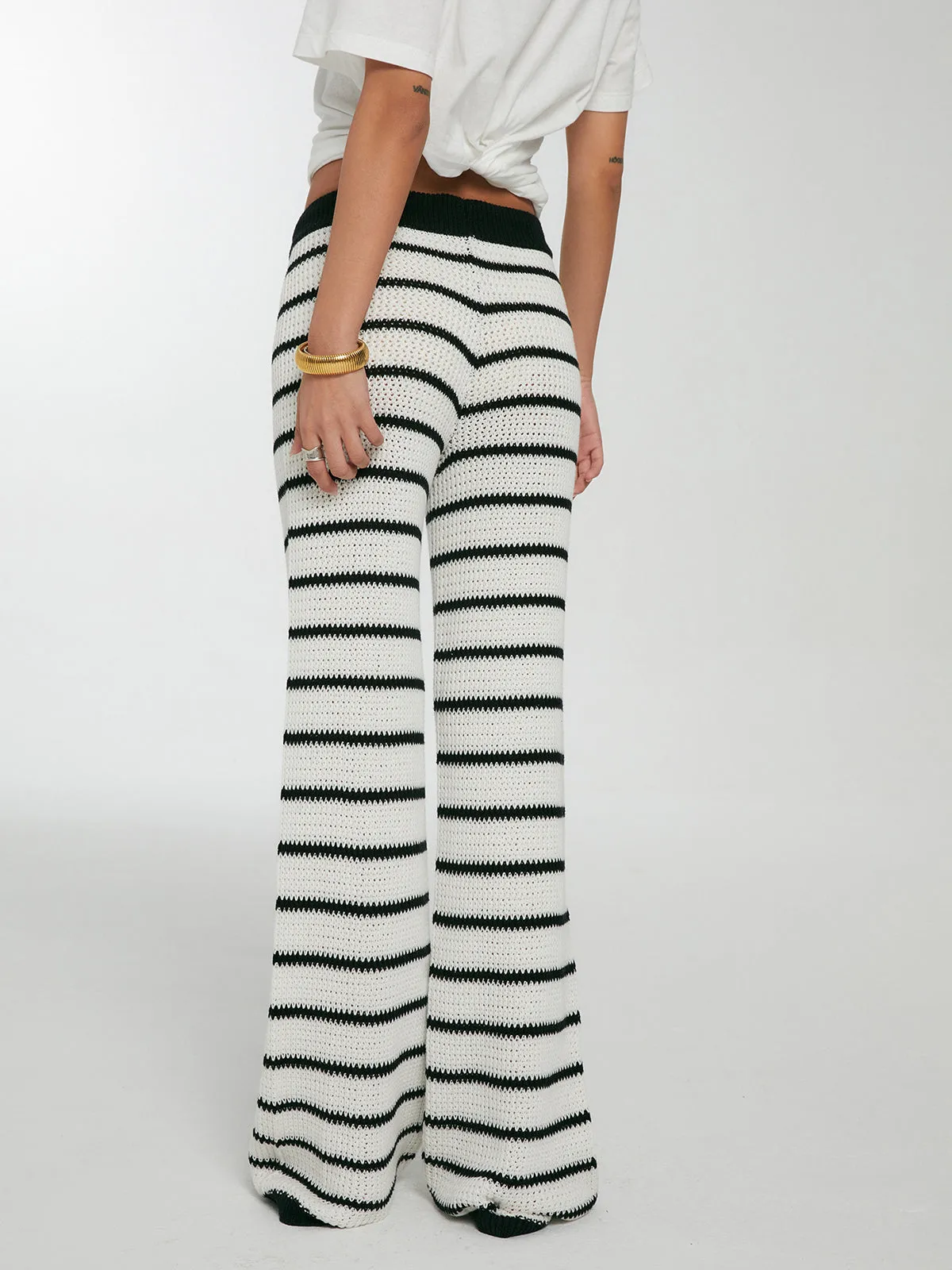 Striped Drawstring Knit Pants