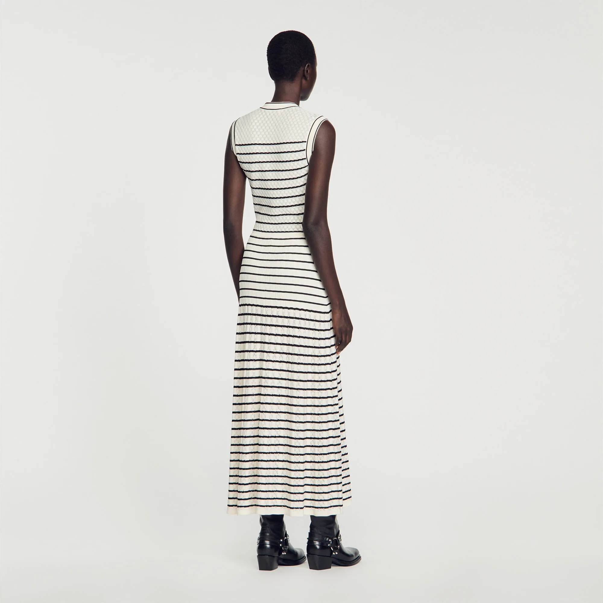 Striped knit midi dress