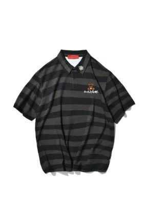 STRIPED POLO BLACK