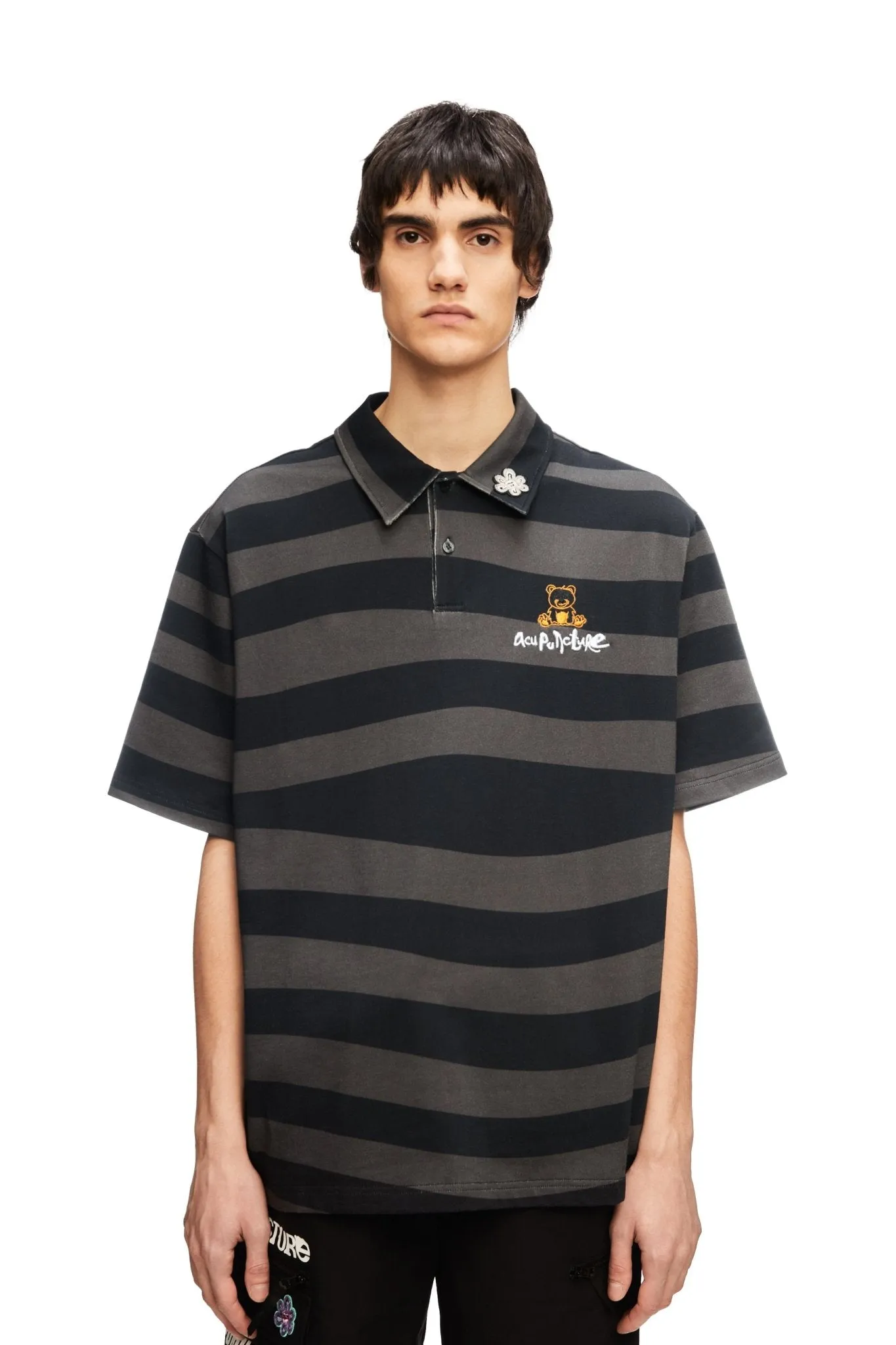 STRIPED POLO BLACK