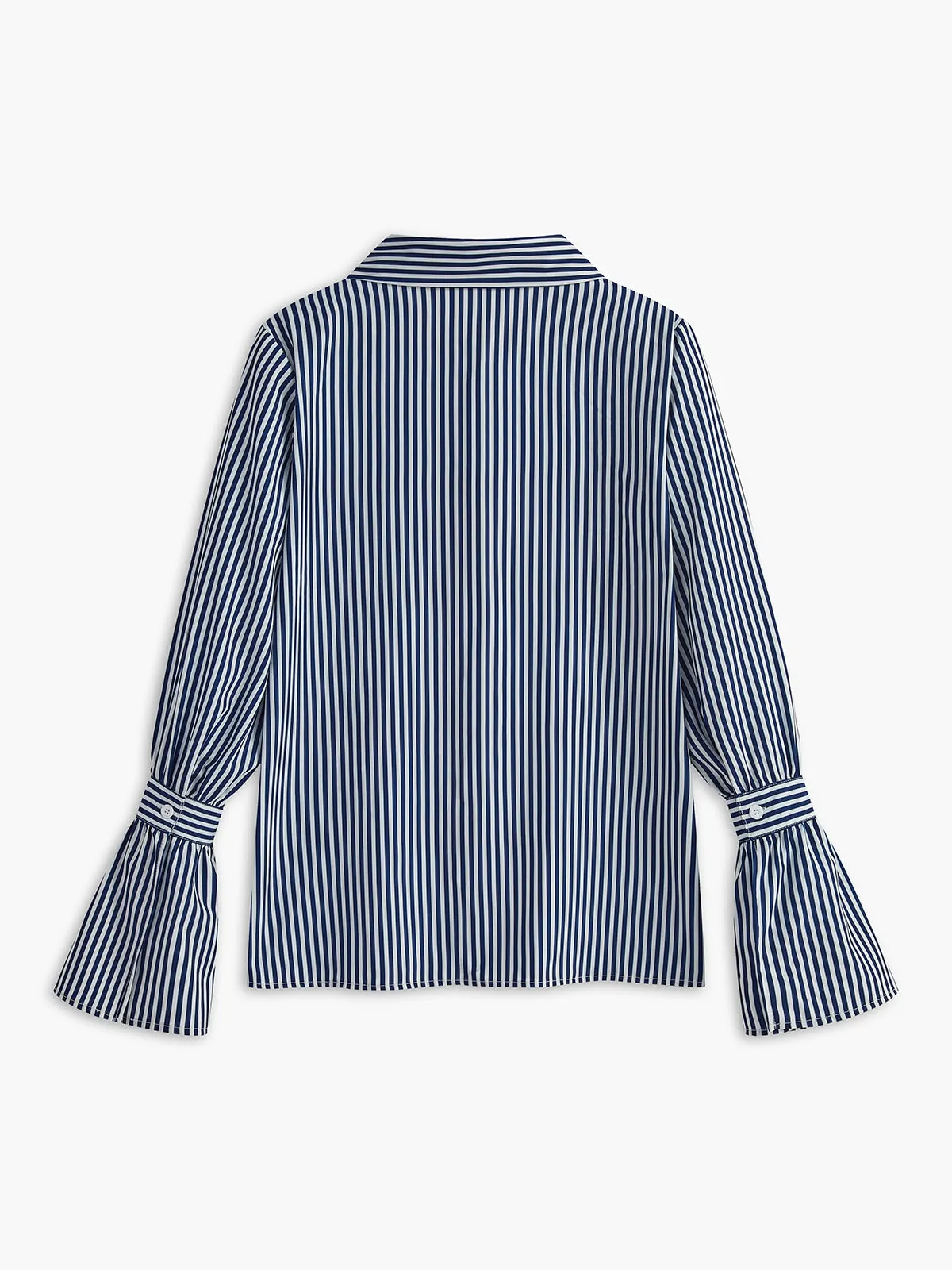 Striped Ruffle-Sleeve Polo Shirt