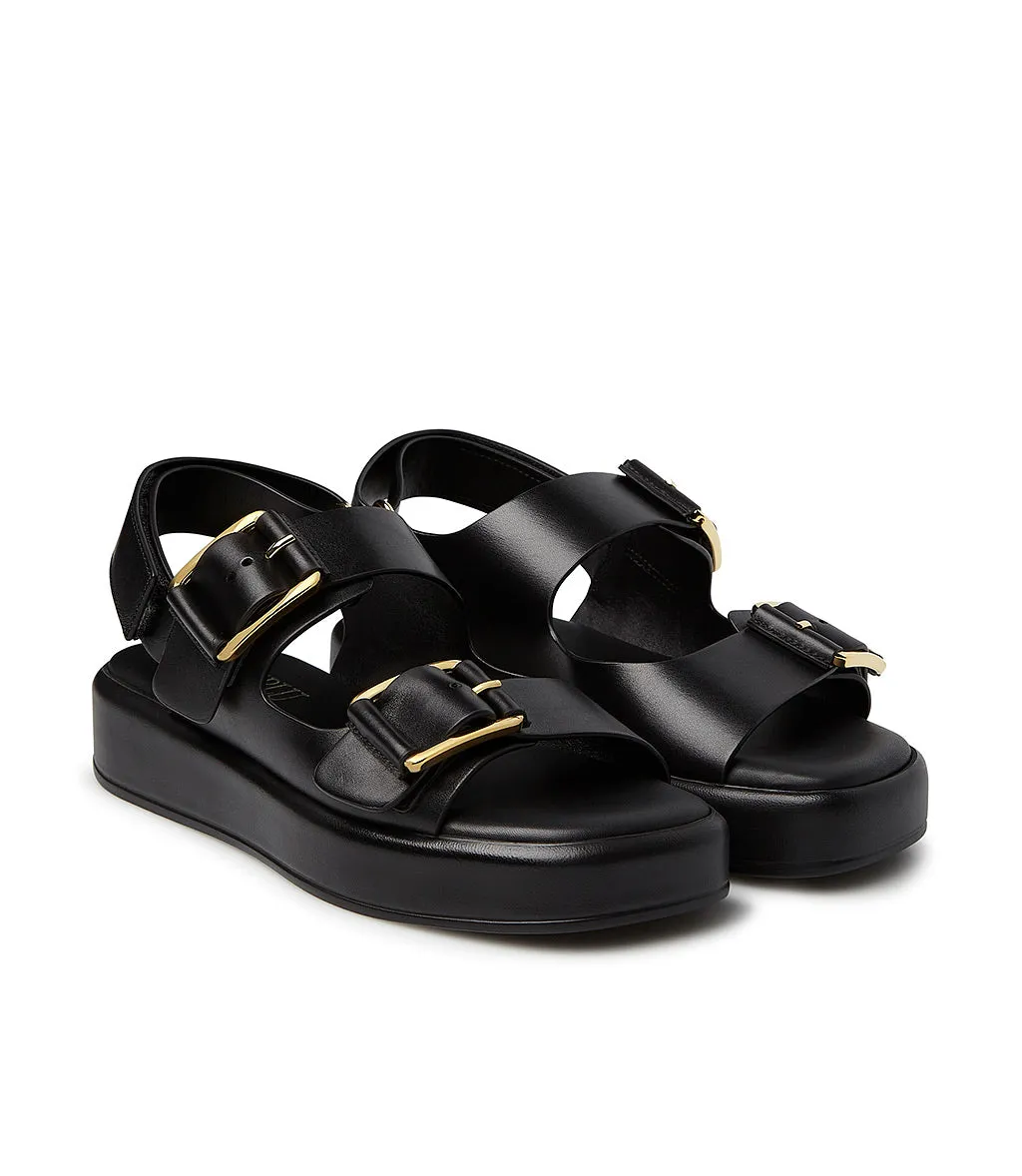 Stylish leather sandals in black.