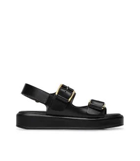 Stylish leather sandals in black.