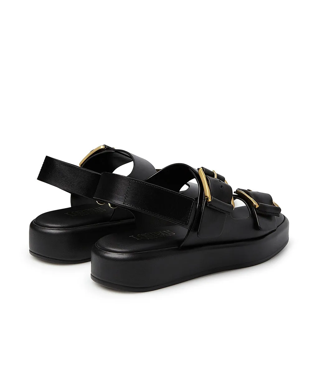 Stylish leather sandals in black.