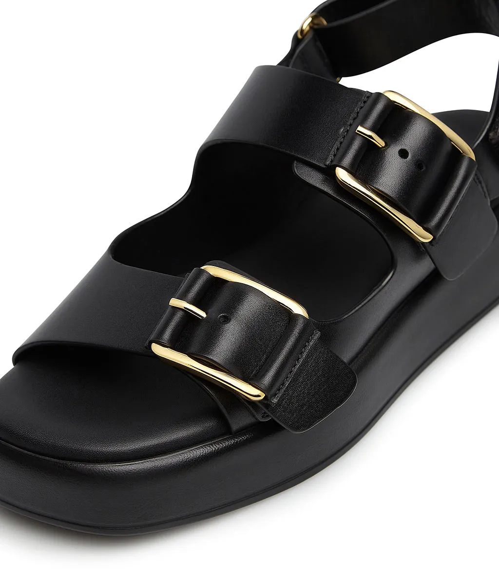 Stylish leather sandals in black.