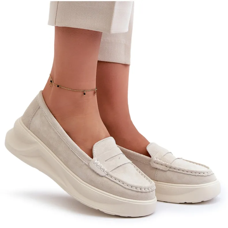 White Enzla Flat Moccasins