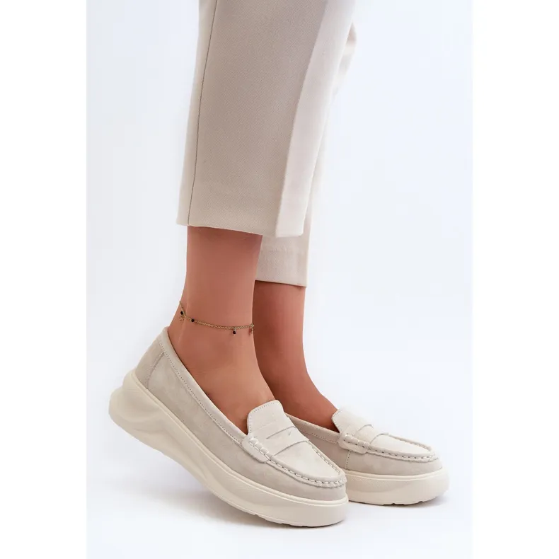 White Enzla Flat Moccasins