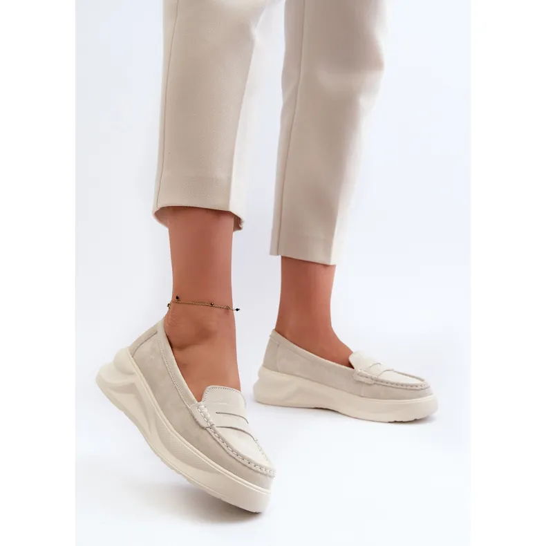 White Enzla Flat Moccasins