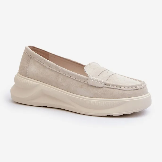 White Enzla Flat Moccasins