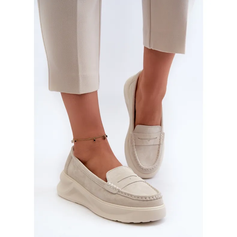 White Enzla Flat Moccasins