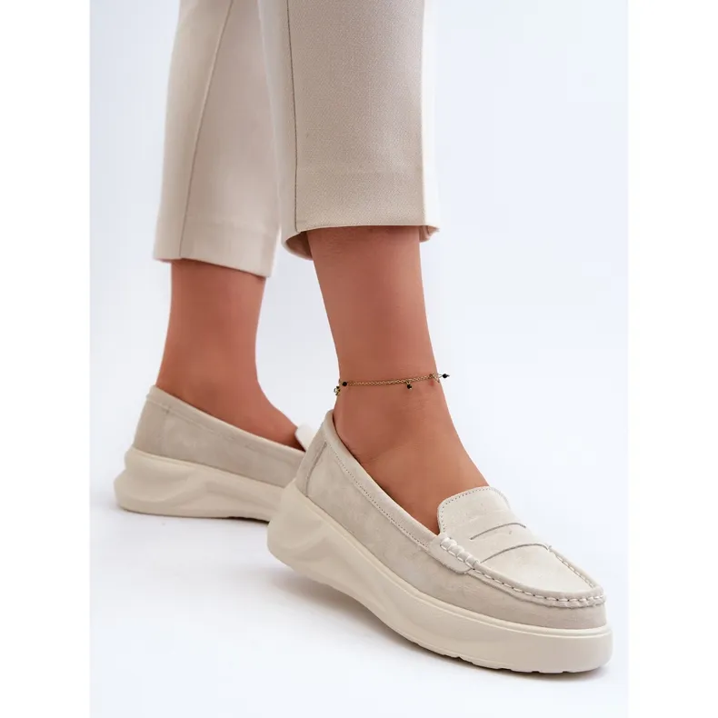 White Enzla Flat Moccasins