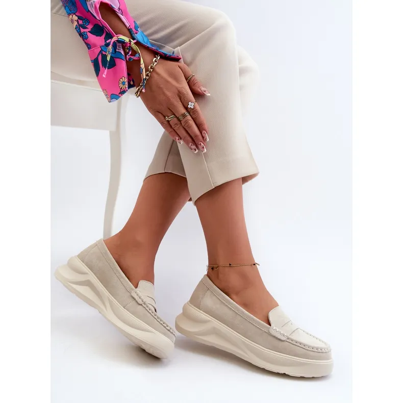 White Enzla Flat Moccasins