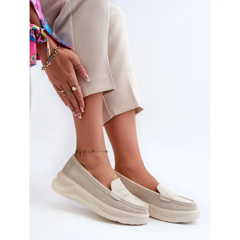 White Enzla Flat Moccasins