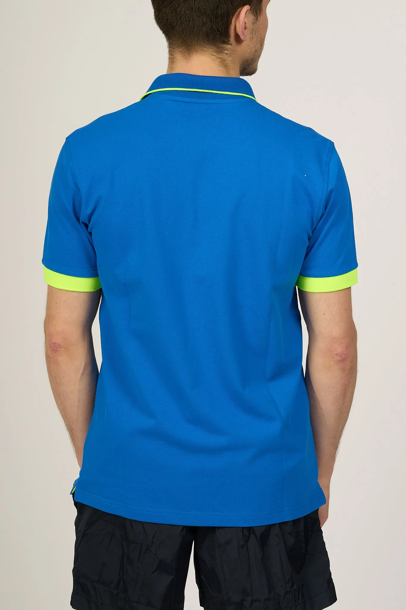 Sun 68 Men's Blue Royale Polo Shirt with Small Fluorescent Stripes