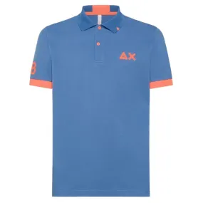 SUN68 polo with fluorescent logo in avio blue A34122-56