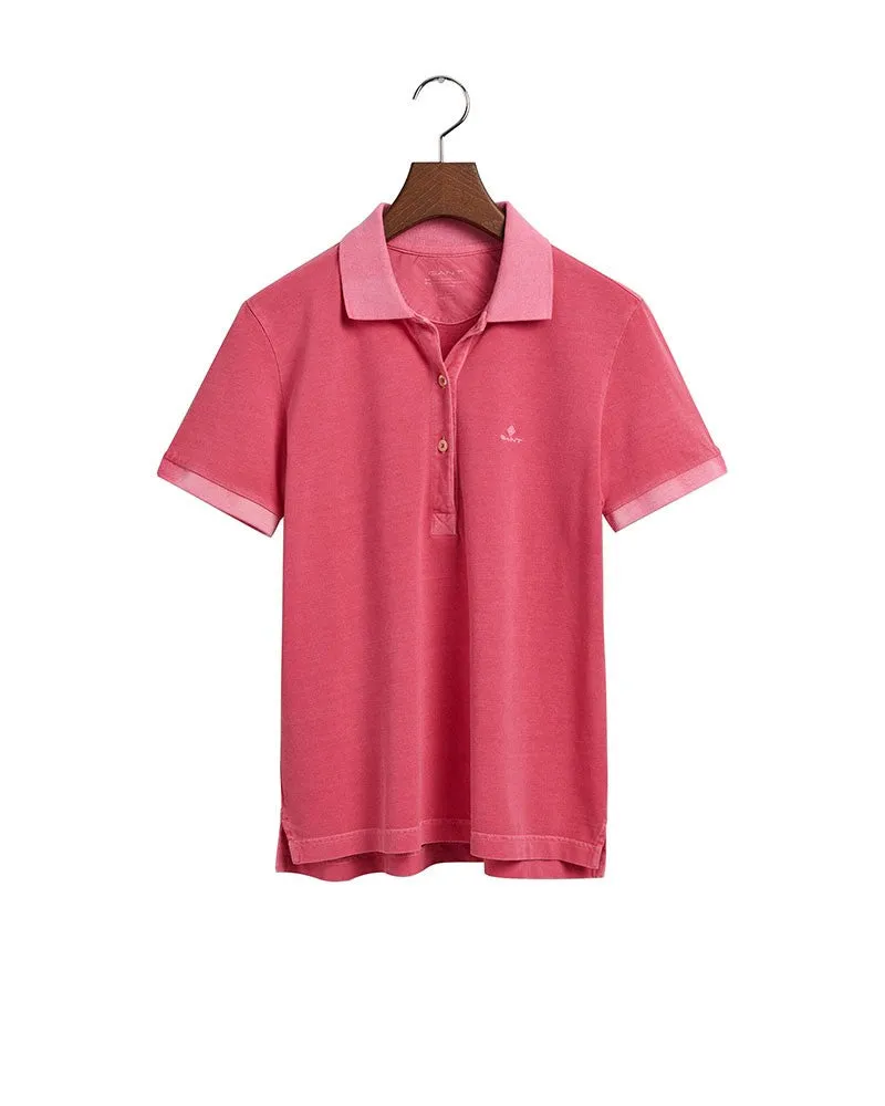 Sunfaded Pique Polo Shirt Magenta Pink