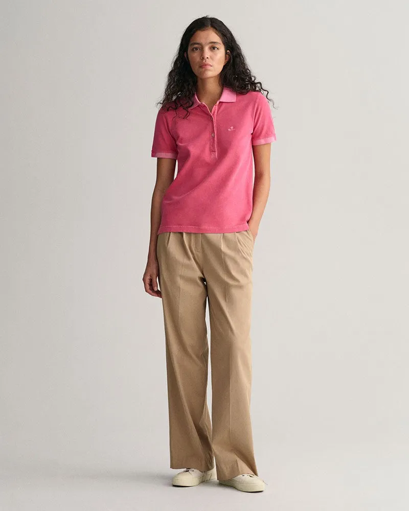 Sunfaded Pique Polo Shirt Magenta Pink