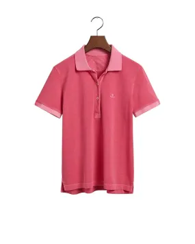 Sunfaded Pique Polo Shirt Magenta Pink