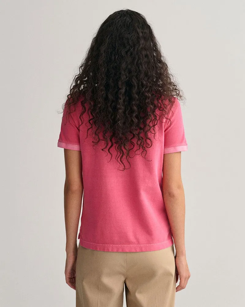 Sunfaded Pique Polo Shirt Magenta Pink