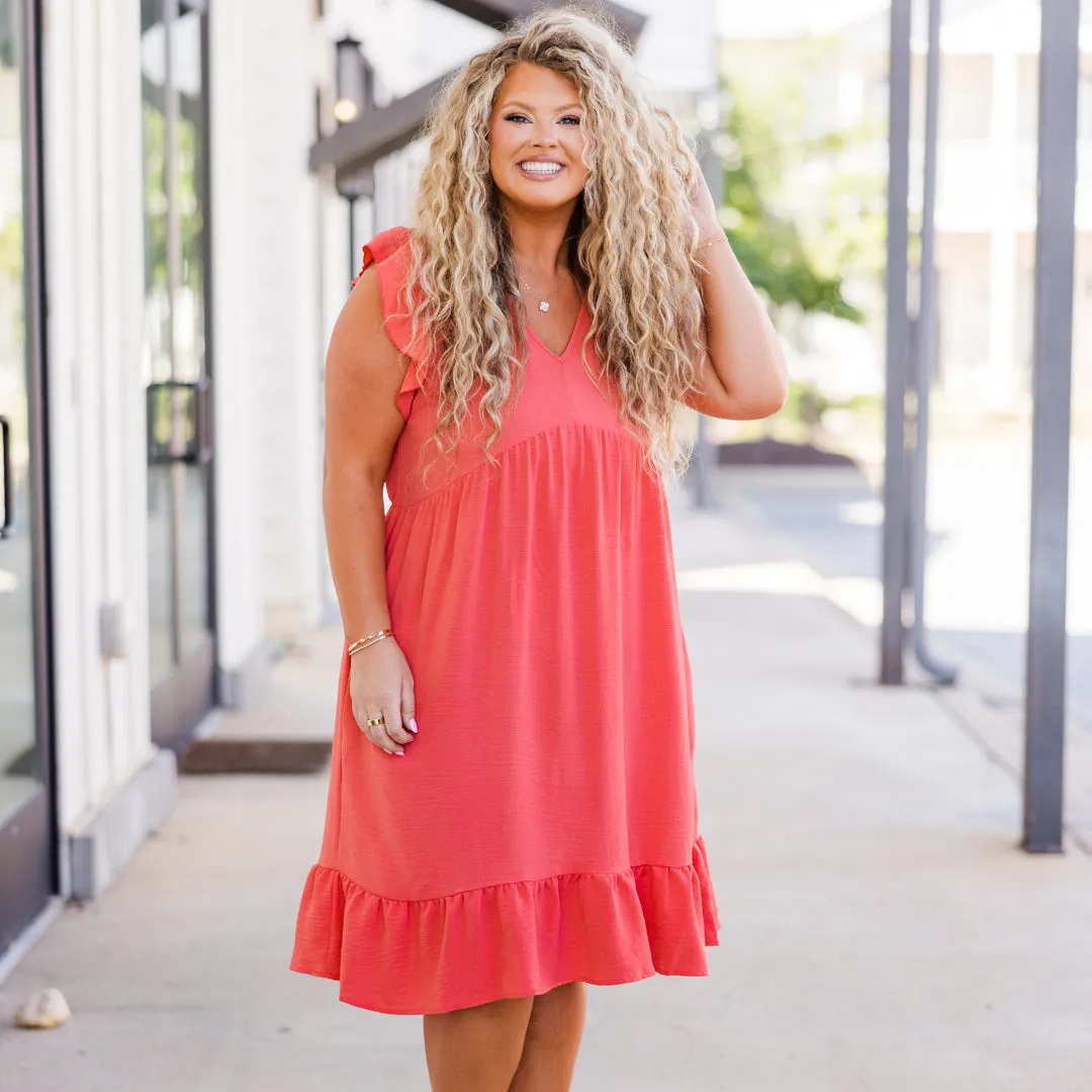 Serenade Dress Coral Sunset