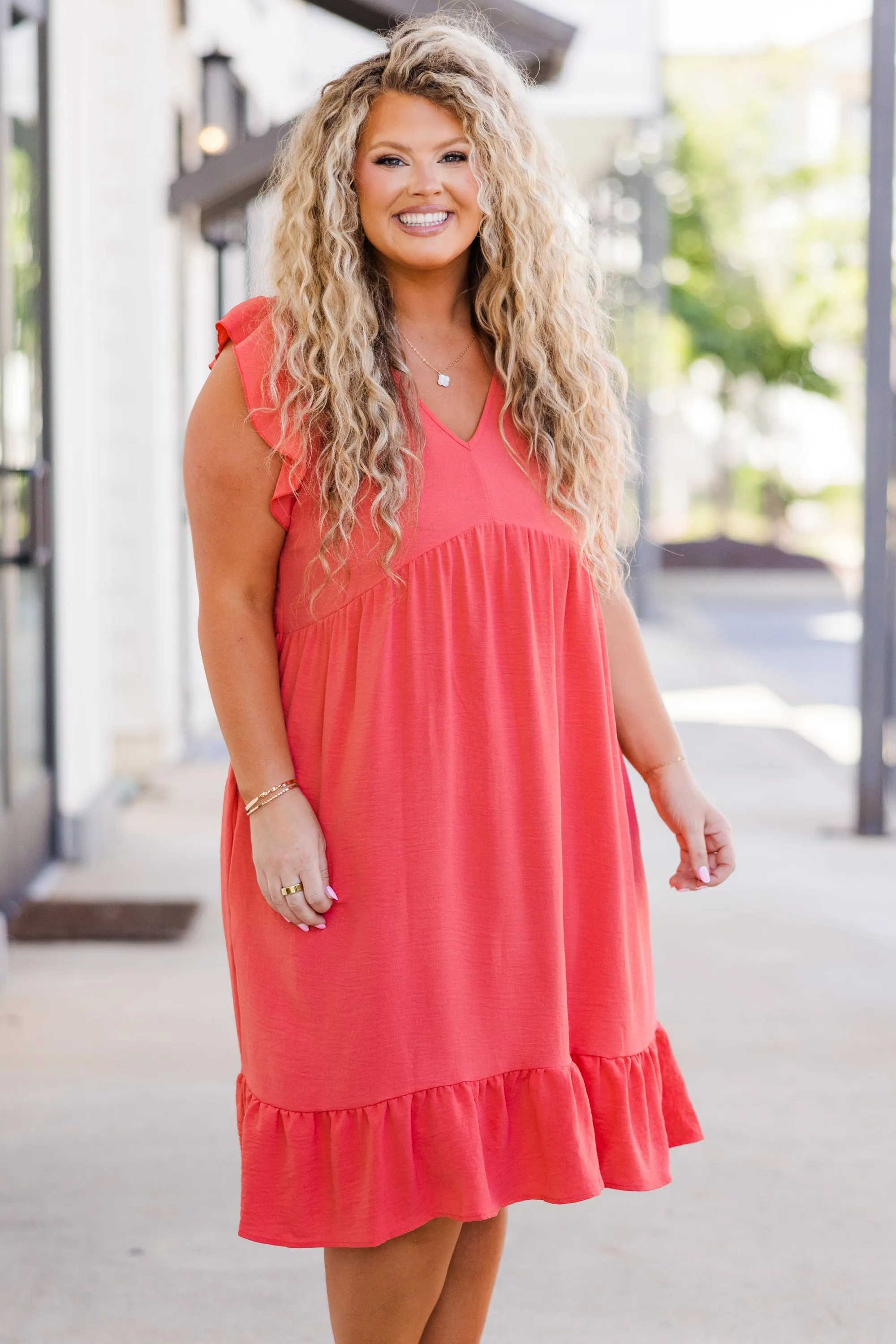 Serenade Dress Coral Sunset