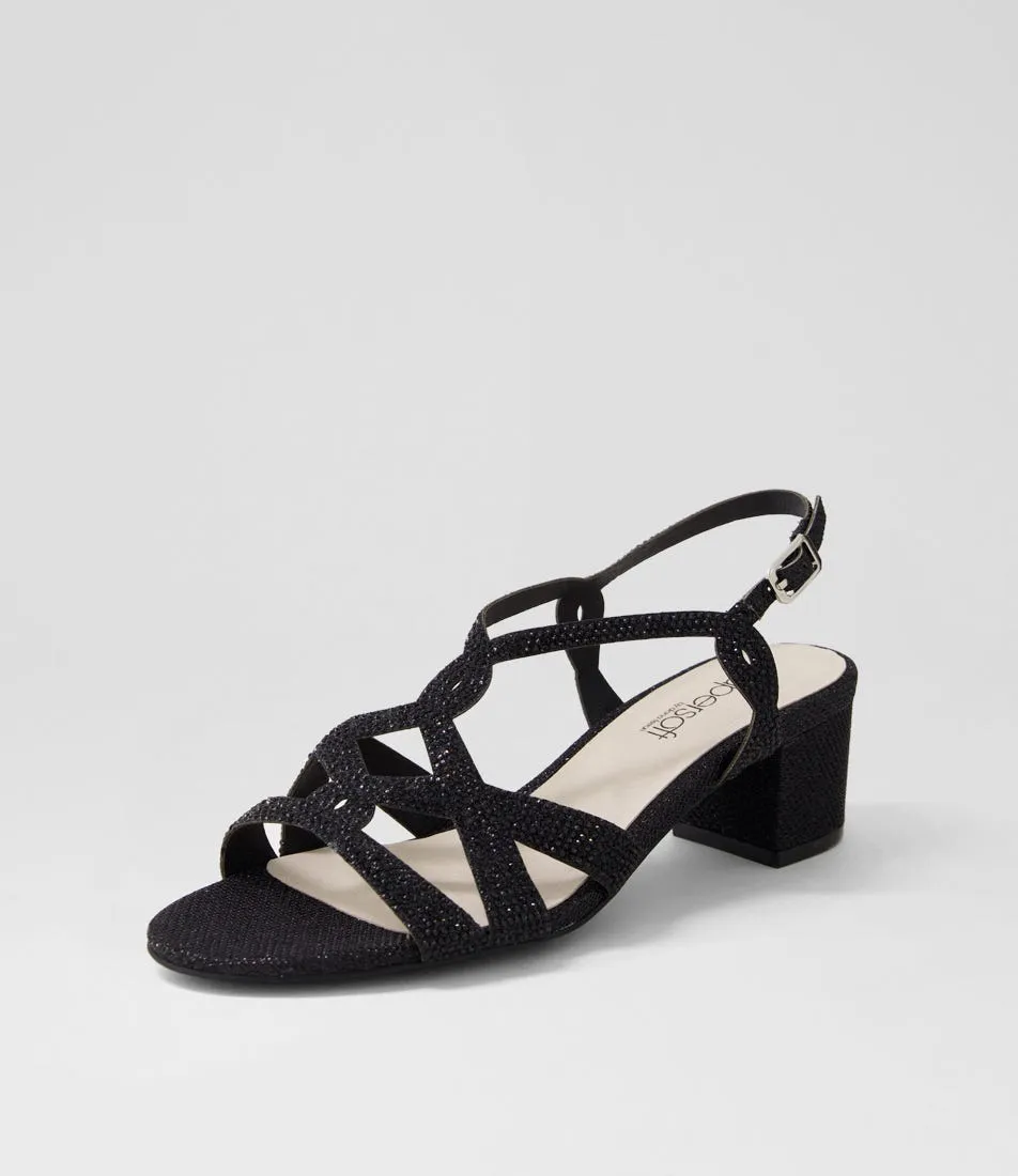 SUPERSOFT Create Black Shimmer Fabric Sandals