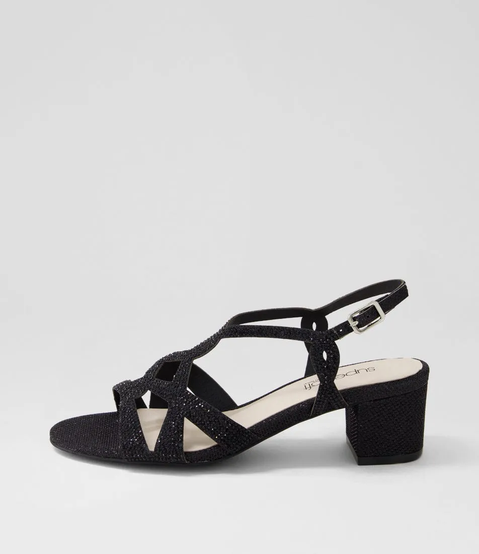 SUPERSOFT Create Black Shimmer Fabric Sandals