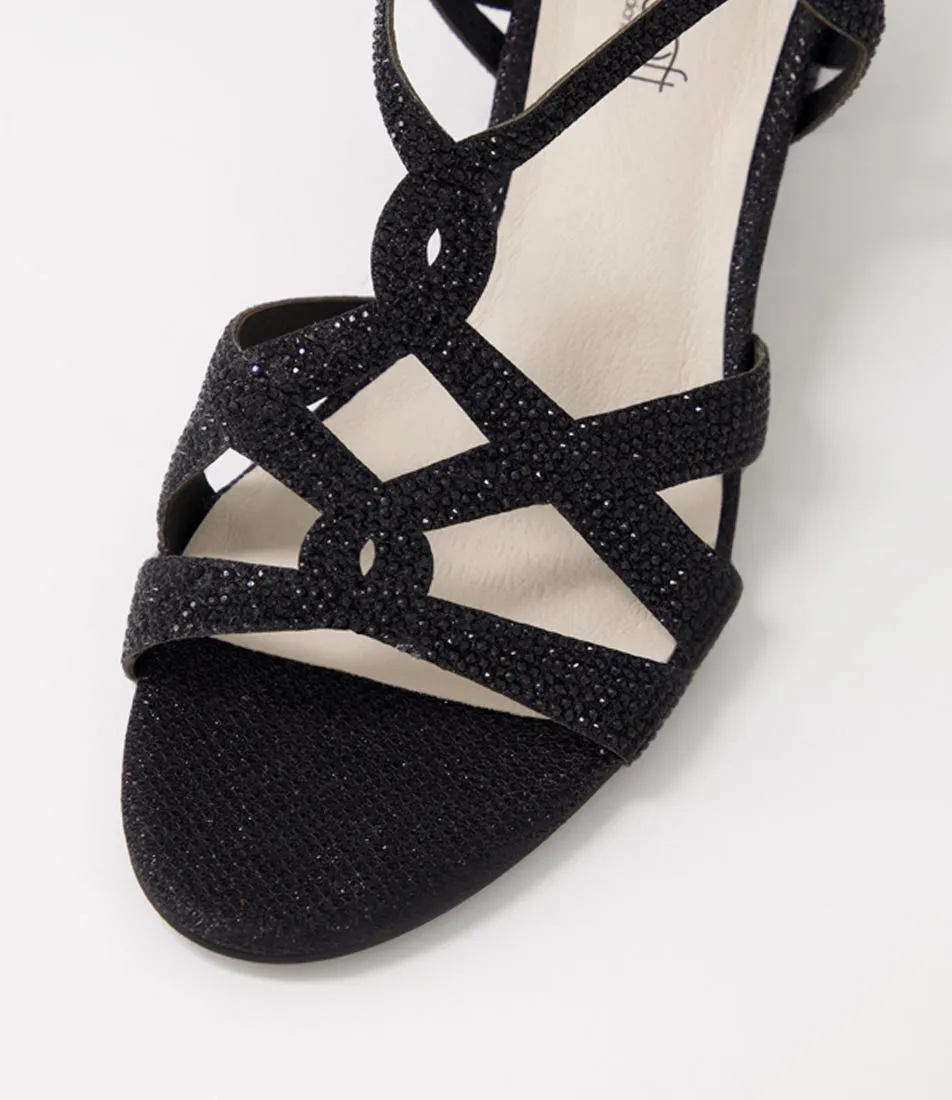 SUPERSOFT Create Black Shimmer Fabric Sandals