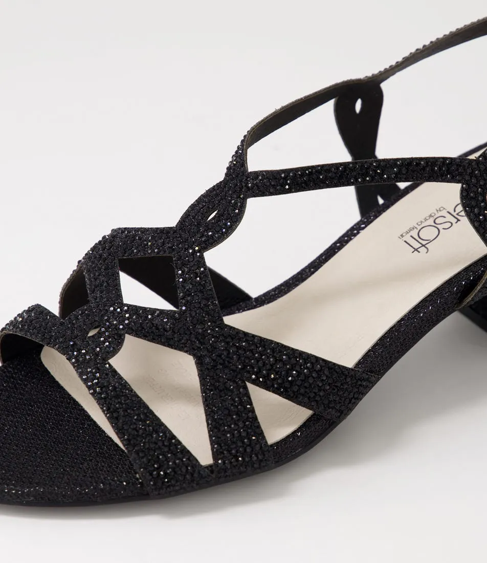 SUPERSOFT Create Black Shimmer Fabric Sandals