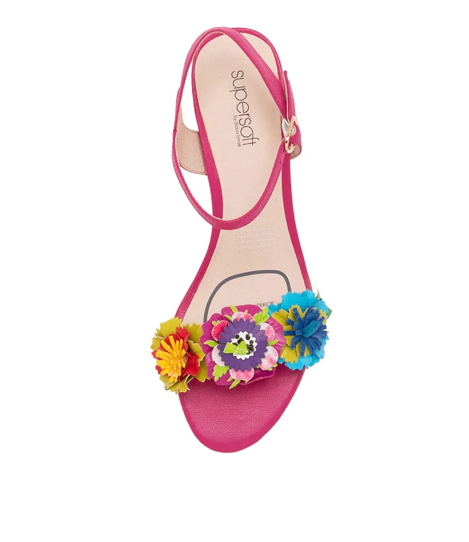 SUPERSOFT Dazzle Bright Multifuchsia Leather Sandals