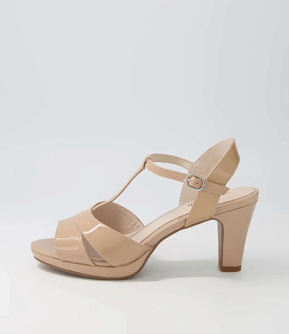 SUPERSOFT Sable Nude Patent Leather Sandals