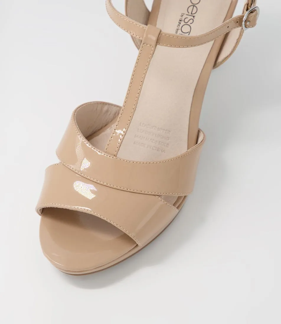 SUPERSOFT Sable Nude Patent Leather Sandals