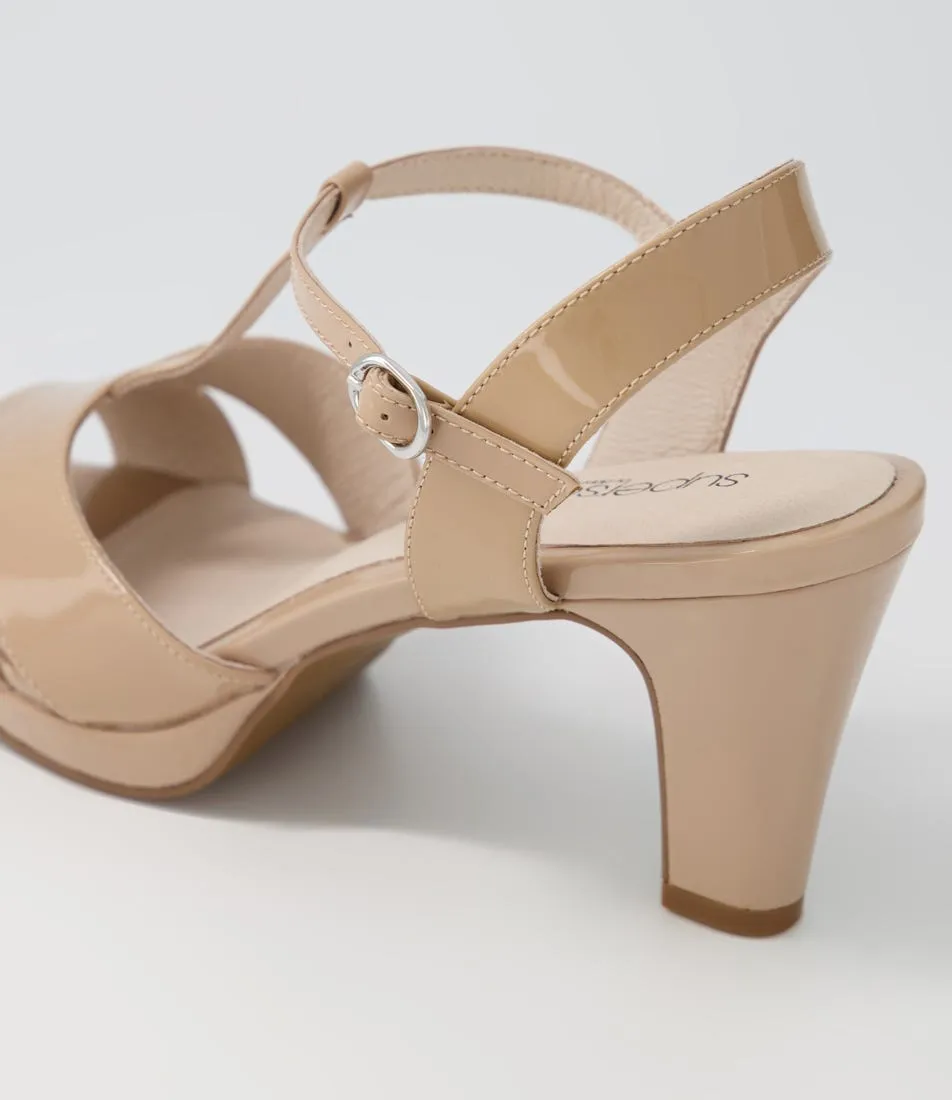 SUPERSOFT Sable Nude Patent Leather Sandals