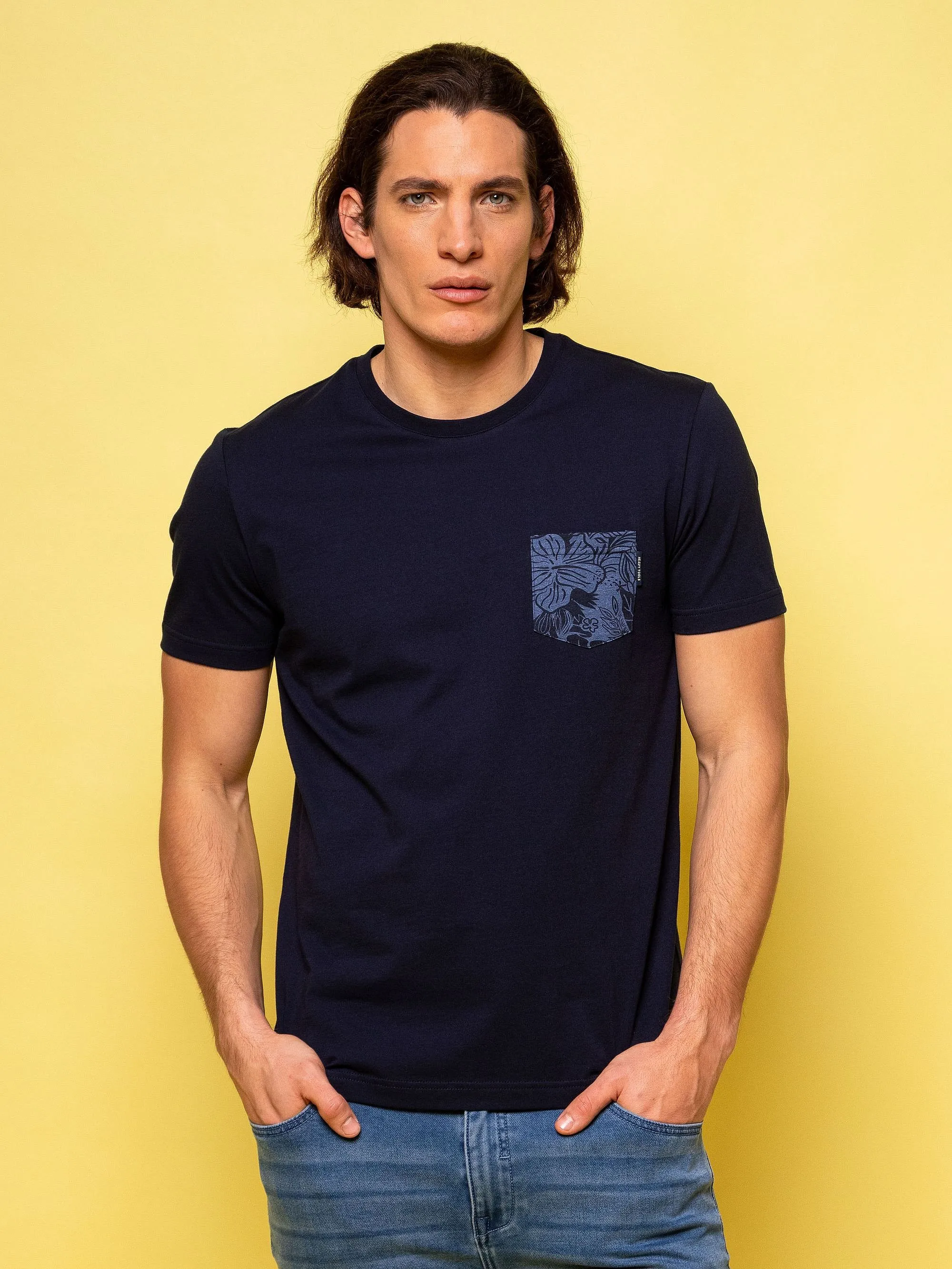 T-Shirt Heavy Tools Meol Pocket - Navy - men´s