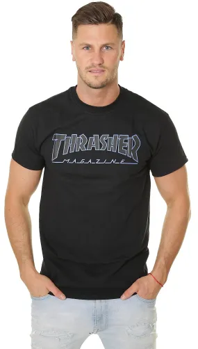 T-Shirt Thrasher Outlined - Black/Black - men´s