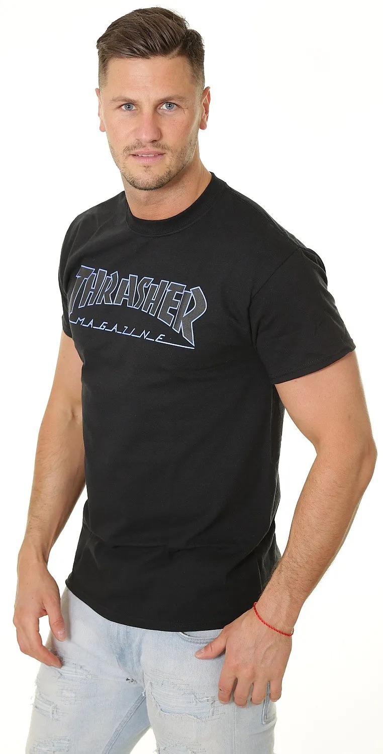 T-Shirt Thrasher Outlined - Black/Black - men´s