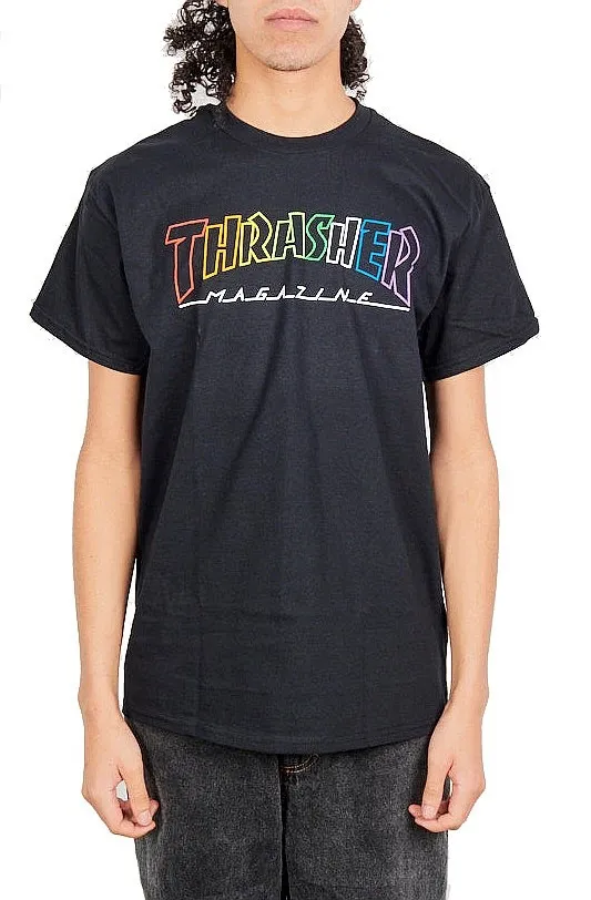 T-Shirt Thrasher Outlined Rainbow Mag - Black - men´s